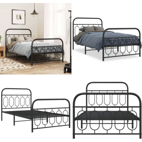 Giroletto con Testiera e Pediera Metallo Nero 107x203 cm - Letto con testiera - Letto con pediera