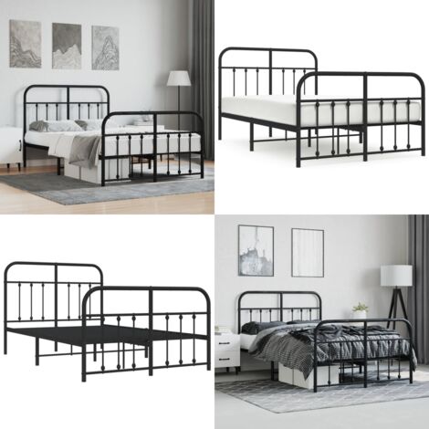 Giroletto con Testiera e Pediera Metallo Nero 120x190 cm - Letto con testiera e pediera - Letto robusto