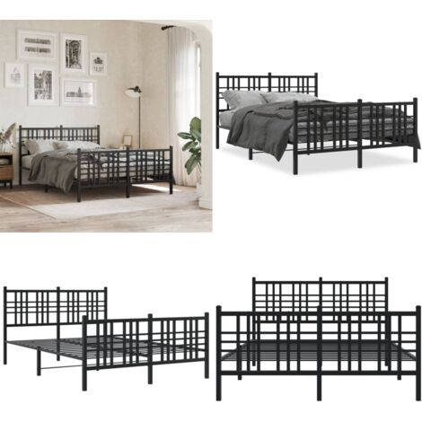 Giroletto con Testiera e Pediera Metallo Nero 120x190 cm - Letto con testiera - Letto con pediera