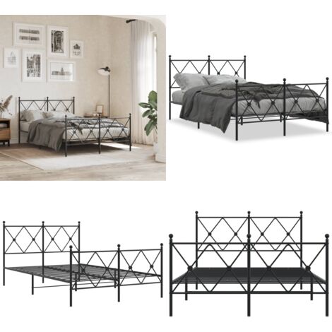 Giroletto con Testiera e Pediera Metallo Nero 120x190 cm - Letto con testiera - Letto con pediera
