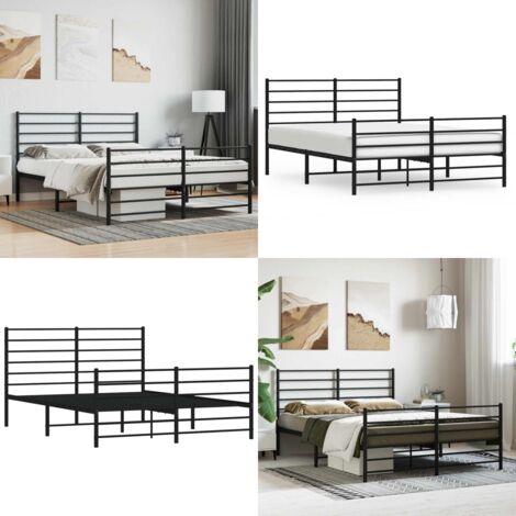 Giroletto con Testiera e Pediera Metallo Nero 120x200 cm - Letto con testiera e pediera - Letto in acciaio