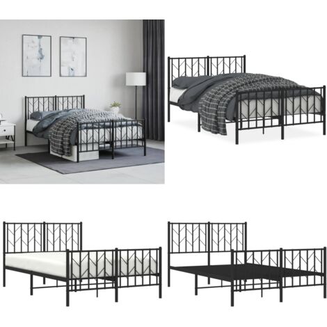 Giroletto con Testiera e Pediera Metallo Nero 120x200 cm - Letto con testiera e pediera - Letto in acciaio