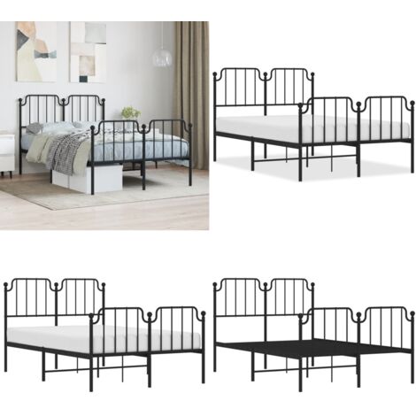 Giroletto con Testiera e Pediera Metallo Nero 120x200 cm - Letto con testiera e pediera - Letto robusto