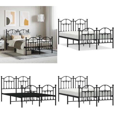 Giroletto con Testiera e Pediera Metallo Nero 120x200 cm - Letto con testiera e pediera - Letto robusto