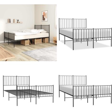 Giroletto con Testiera e Pediera Metallo Nero 120x200 cm - Letto con testiera e pediera - Letto robusto