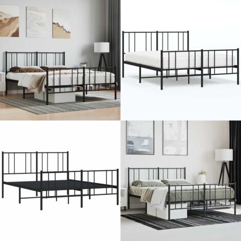 Giroletto con Testiera e Pediera Metallo Nero 120x200 cm - Letto con testiera - Letto con pediera