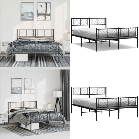 Giroletto con Testiera e Pediera Metallo Nero 135x190 cm - Letto in metallo - Letto con testiera e pediera