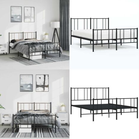 Giroletto con Testiera e Pediera Metallo Nero 150x200 cm - Letto con testiera - Letto con pediera