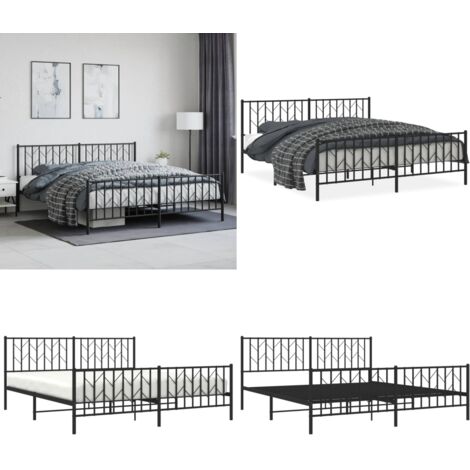 Giroletto con Testiera e Pediera Metallo Nero 183x213 cm - Letto con testiera e pediera - Letto robusto