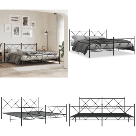 Giroletto con Testiera e Pediera Metallo Nero 183x213 cm - Letto con testiera - Letto con pediera