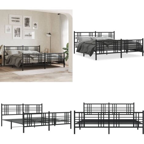Giroletto con Testiera e Pediera Metallo Nero 183x213 cm - Letto con testiera - Letto con pediera