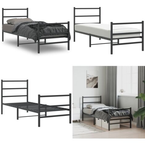 Giroletto con Testiera e Pediera Metallo Nero 75x190 cm - Letto con testiera - Letto con pediera