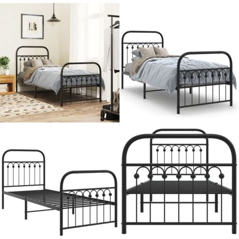 Giroletto con Testiera e Pediera Metallo Nero 75x190 cm - Letto con testiera - Letto con pediera