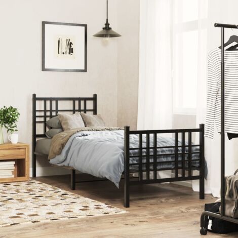 Giroletto con Testiera e Pediera Metallo Nero 80x200 cm vidaXL