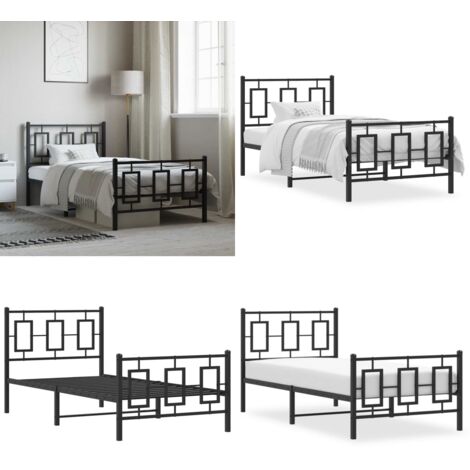 Giroletto con Testiera e Pediera Metallo Nero 90x200 cm - Letto con testiera - Letto con pediera
