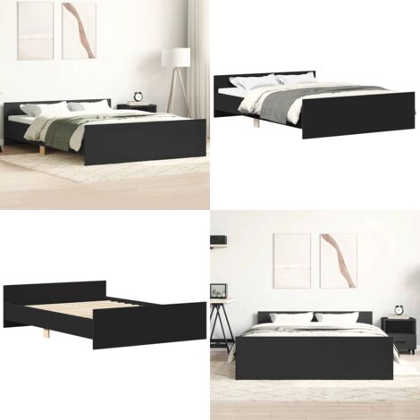Giroletto con Testiera e Pediera Nero 120x190 cm - Testiera letto - Pediera letto
