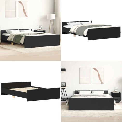 Giroletto con Testiera e Pediera Nero 140x190 cm - Testiera letto - Pediera letto