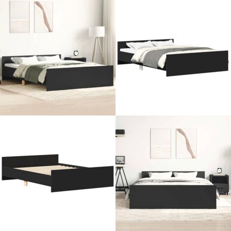 Giroletto con Testiera e Pediera Nero 140x200 cm - Testiera letto - Pediera letto