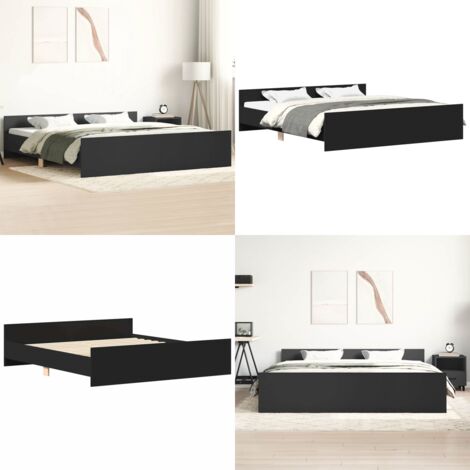 Giroletto con Testiera e Pediera Nero 160x200 cm - Testiera letto - Pediera letto