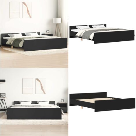 Giroletto con Testiera e Pediera Nero 200x200 cm - Testiera letto - Pediera letto
