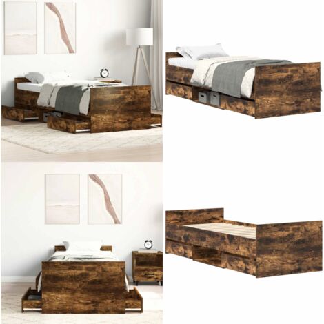 Giroletto con Testiera e Pediera Rovere Fumo 75x190 cm - Letto con testiera - Letto con pediera