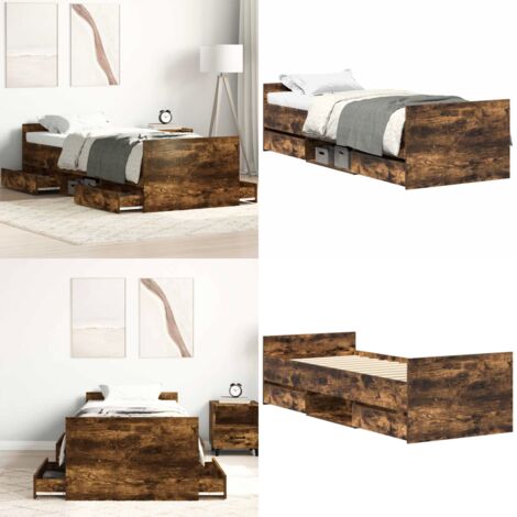 Giroletto con Testiera e Pediera Rovere Fumo 90x190 cm - Letto con testiera - Letto con pediera
