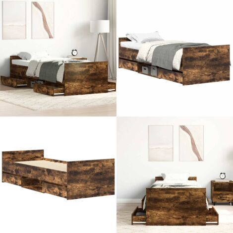Giroletto con Testiera e Pediera Rovere Fumo 90x200 cm - Letto con testiera - Letto con pediera