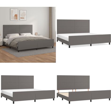 Giroletto con Testiera Grigio 200x200 cm in Similpelle - Testiera per letto - Letto con testiera