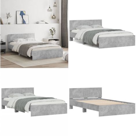 Giroletto con Testiera Grigio Cemento 120x190 cm - Testiera da letto - Letto con testiera