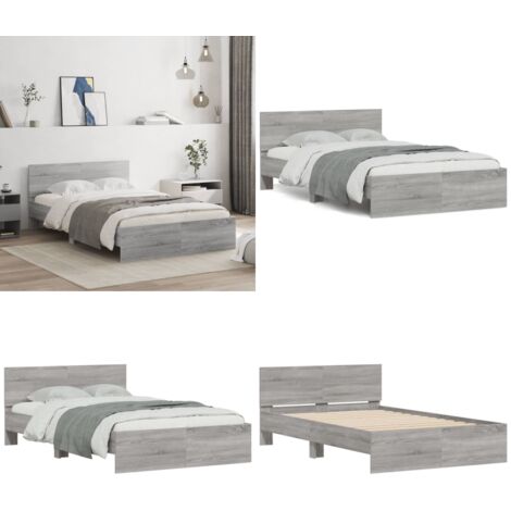 Giroletto con Testiera Grigio Sonoma 120x190 cm - Letto con testiera - Letto con doghe