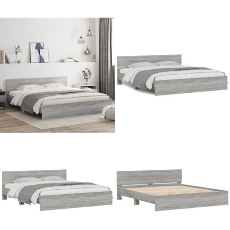 Giroletto con Testiera Grigio Sonoma 160x200 cm - Letto con testiera - Materasso letto