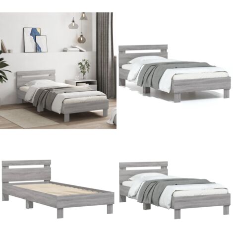 Giroletto con Testiera Grigio Sonoma 90x200cm Legno Multistrato - Letto con testiera - Letto in legno