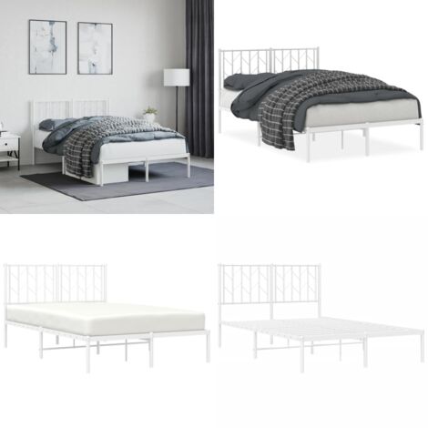 Giroletto con Testiera in Metallo Bianco 120x200 cm - Letto con testata in metallo - Letto robusto
