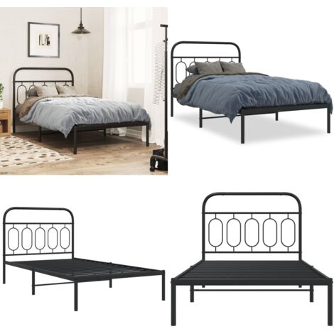 Giroletto con Testiera in Metallo Nero 100x190 cm - Letto con testiera in metallo - Letto robusto