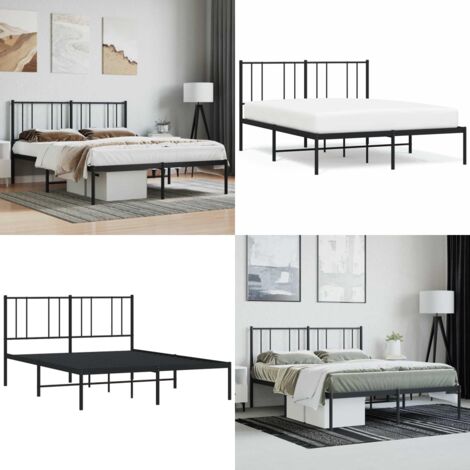 Giroletto con Testiera in Metallo Nero 120x190 cm - Letto con testata in metallo - Letto robusto