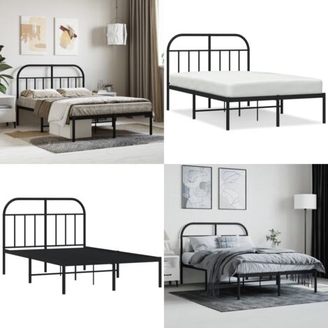 Giroletto con Testiera in Metallo Nero 120x190 cm - Letto con testata in metallo - Letto robusto