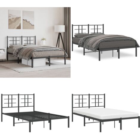 Giroletto con Testiera in Metallo Nero 120x190 cm - Letto con testata in metallo - Letto robusto
