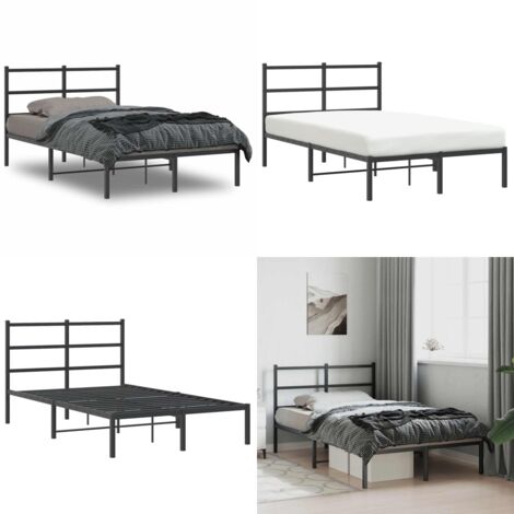 Giroletto con Testiera in Metallo Nero 120x190 cm - Letto con testiera in metallo - Letto robusto