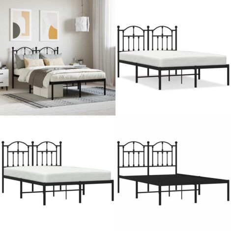 Giroletto con Testiera in Metallo Nero 120x190 cm - Letto con testiera in metallo - Letto robusto