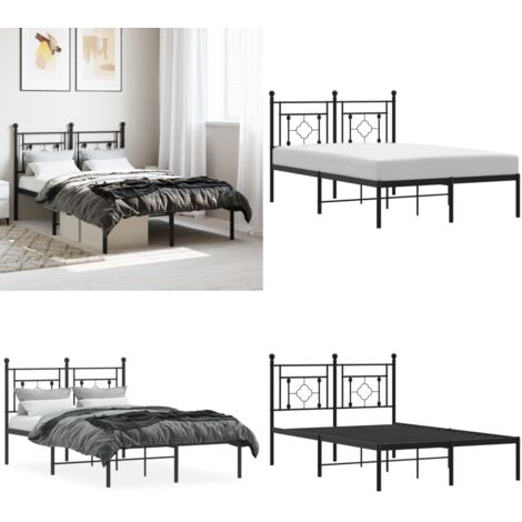 Giroletto con Testiera in Metallo Nero 120x200 cm - Letto con testata in metallo - Letto robusto