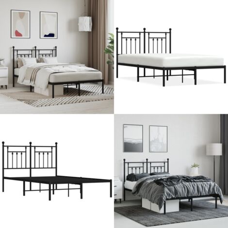 Giroletto con Testiera in Metallo Nero 120x200 cm - Letto con testata in metallo - Letto robusto