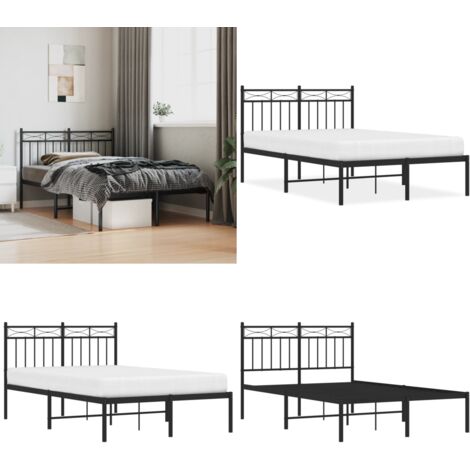 Giroletto con Testiera in Metallo Nero 120x200 cm - Letto con testata in metallo - Letto robusto