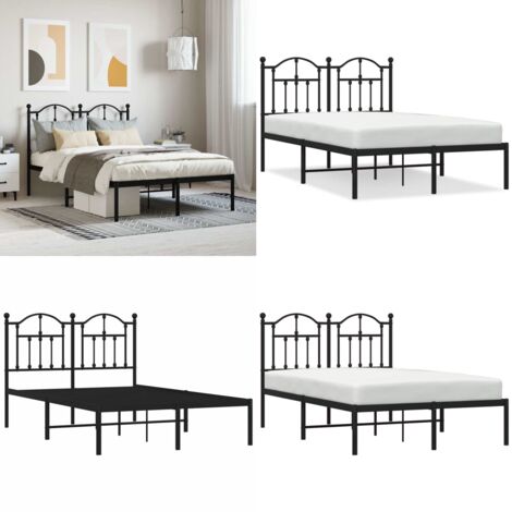 Giroletto con Testiera in Metallo Nero 120x200 cm - Letto con testiera in metallo - Letto robusto