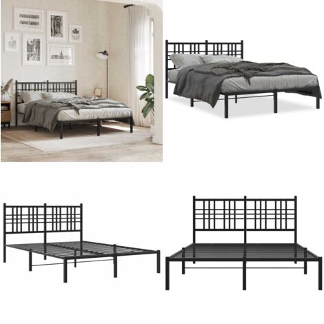 Giroletto con Testiera in Metallo Nero 120x200 cm - Letto con testiera in metallo - Letto robusto