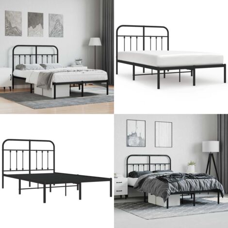 Giroletto con Testiera in Metallo Nero 120x200 cm - Letto con testiera in metallo - Letto robusto