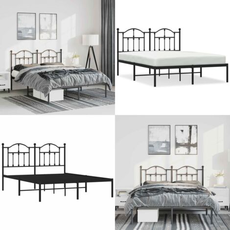 Giroletto con Testiera in Metallo Nero 135x190 cm - Letto con testiera in metallo - Letto robusto