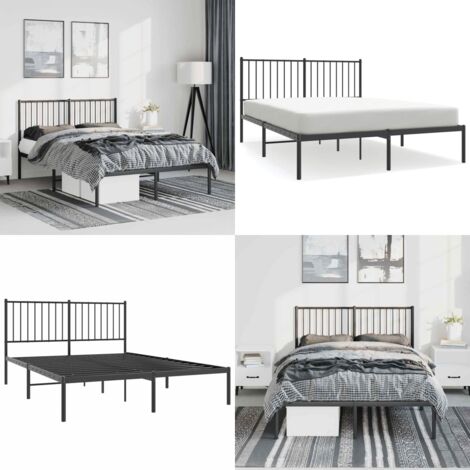 Giroletto con Testiera in Metallo Nero 135x190 cm - Letto con testiera in metallo - Letto robusto