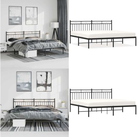 Giroletto con Testiera in Metallo Nero 183x213 cm - Letto con testiera in metallo - Letto robusto