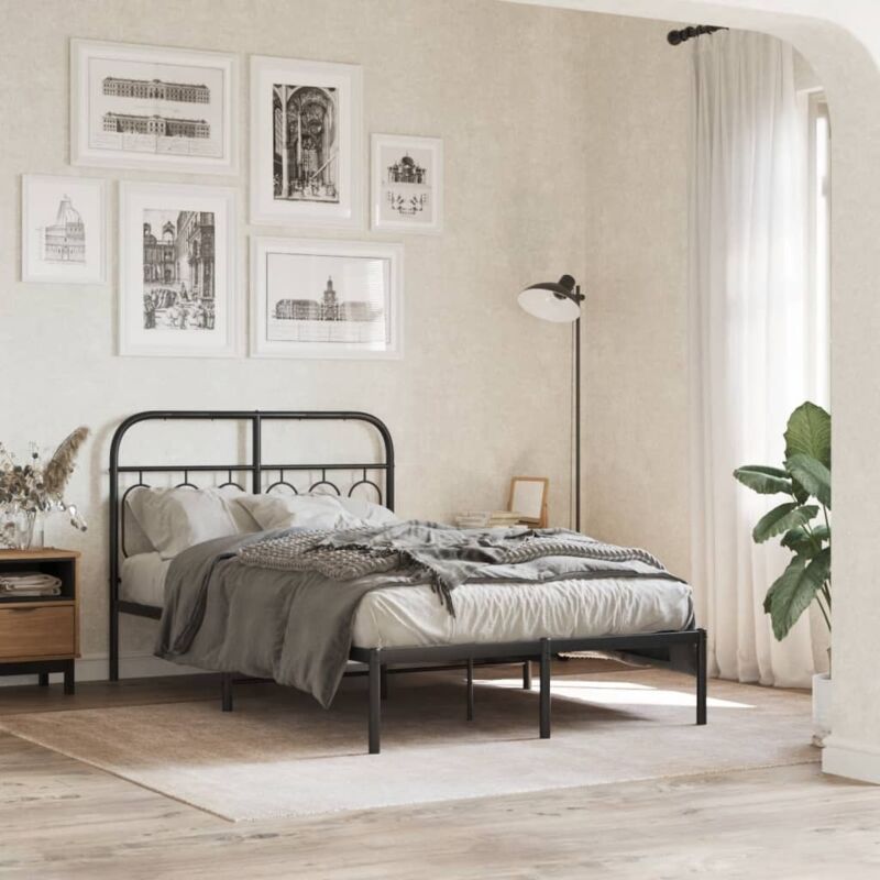 Giroletto Con Testiera In Metallo Nero 120x190 Cm Vidaxl