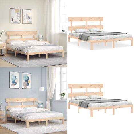 Giroletto con Testiera King Size in Legno Massello - Letto king size - Letto con testiera